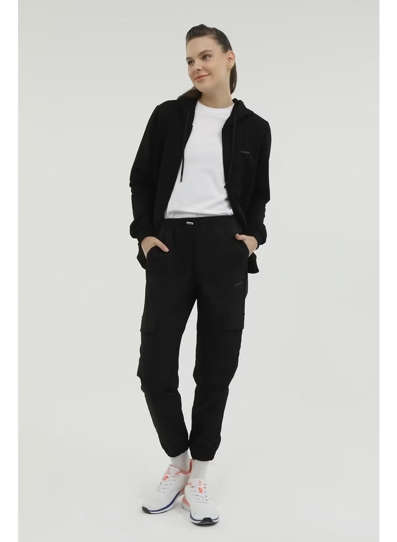 LUMBERJACK W-SN77 Basic Full Zip Hoo Black Women's Tracksuit Top - Image 3